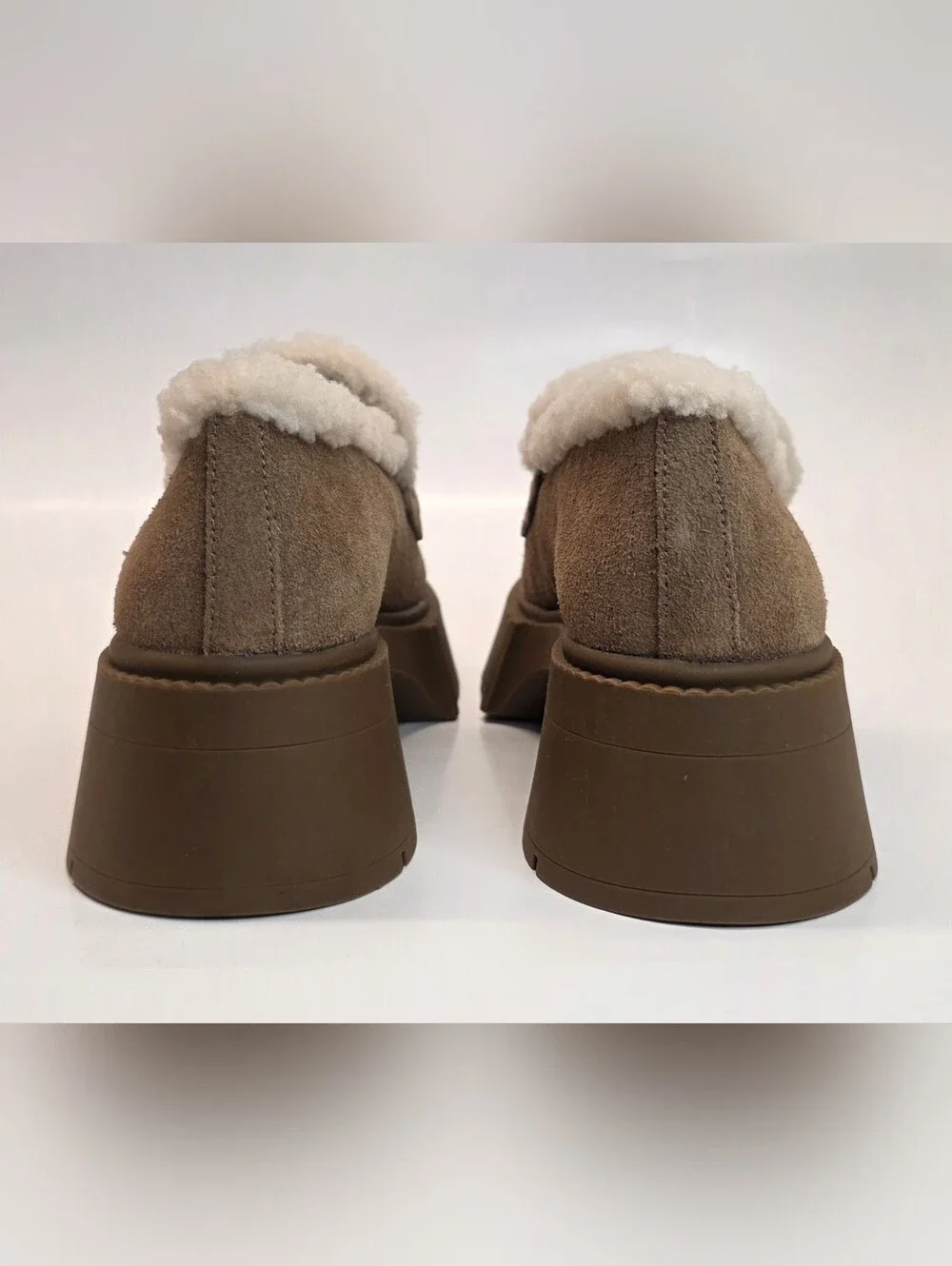 New Coach Leah Platform Shearling Loafer Casual Shoes Suede Women's Size 8